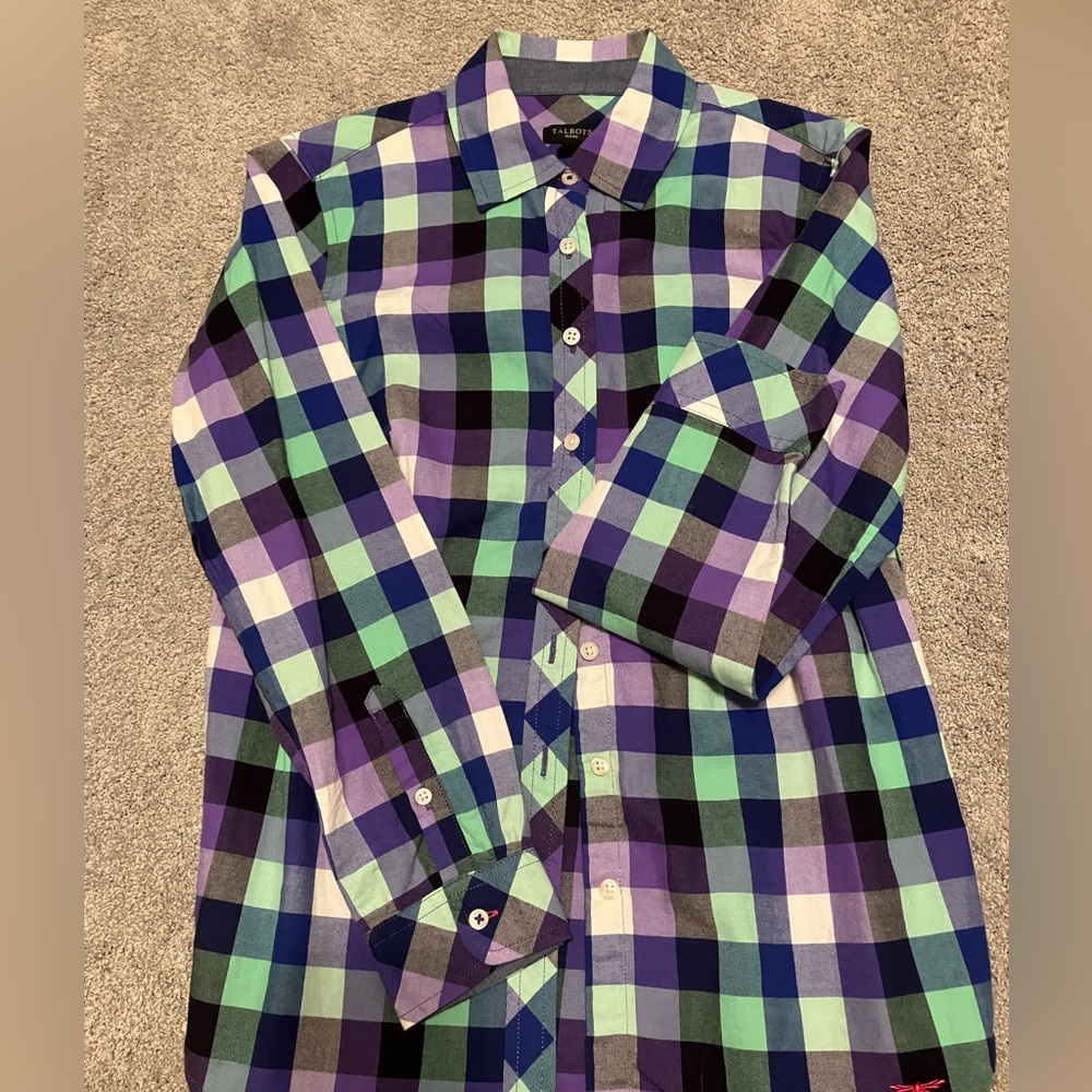 Talbots light flannel button-down sz P